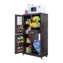 Cargar imagen en el visor de la galería, Alacena Yunuén. Multifuncional. Práctica y con gran capacidad de almacenaje. Guarda tu despensa, anota tus compras de super, coloca la fruta y sirve el agua, todo en un mismo lugar. Alacena de madera para cocina. Fruteros y portagarrafón.